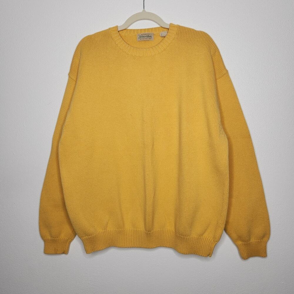 Vintage St. Johns Bay Butter Yellow Knit Sweater Crewneck Grandpa Cottagecore XL